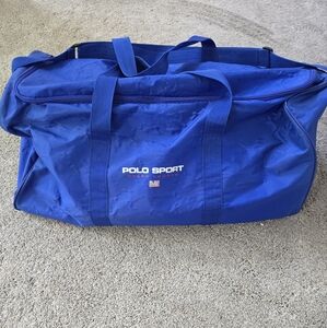 Vintage 90s Polo Sport Ralph Lauren Spell Out Box Logo Gym Duffel Bag.